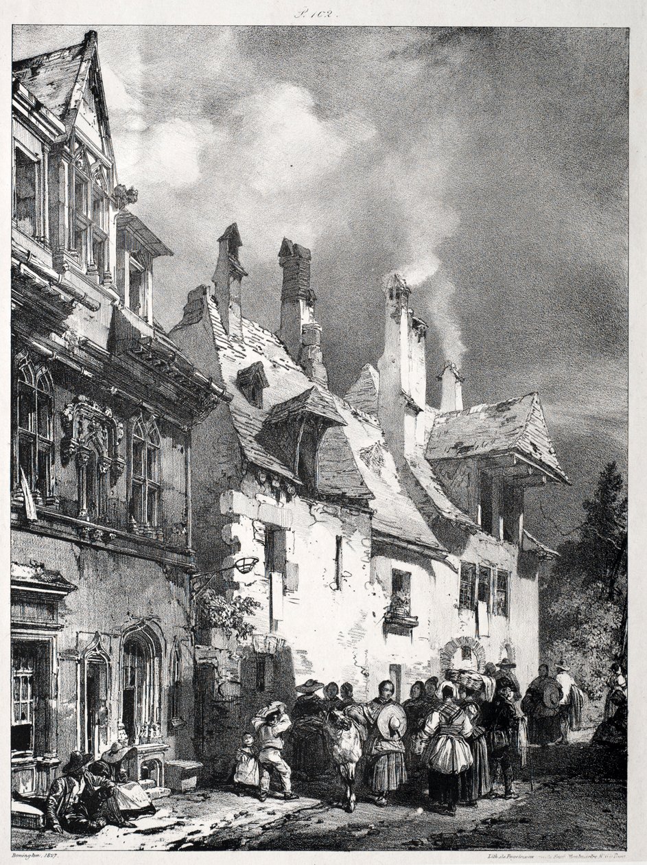Calle en las afueras de Besanzón, Francia, 1827 de Richard Parkes Bonington