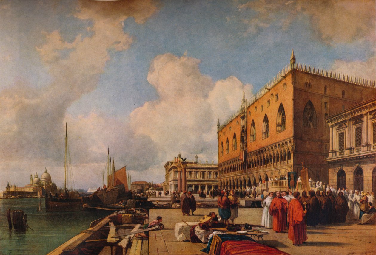 Venecia: Palacio Ducal con una Procesión Religiosa, c1828 de Richard Parkes Bonington