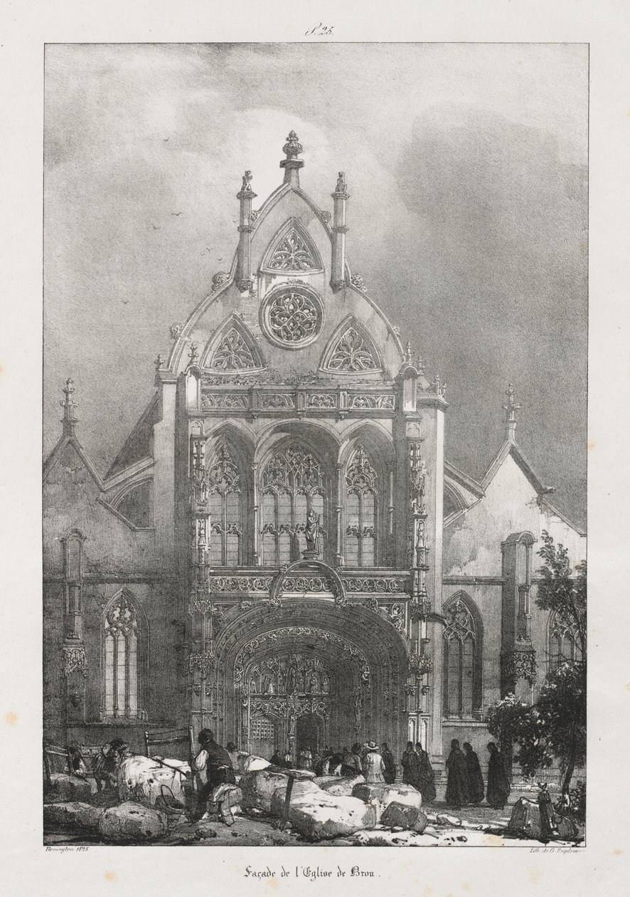 Viajes pintorescos y románticos en la antigua Francia, Franco Condado: Fachada de la iglesia de Brou de Richard Parkes Bonington