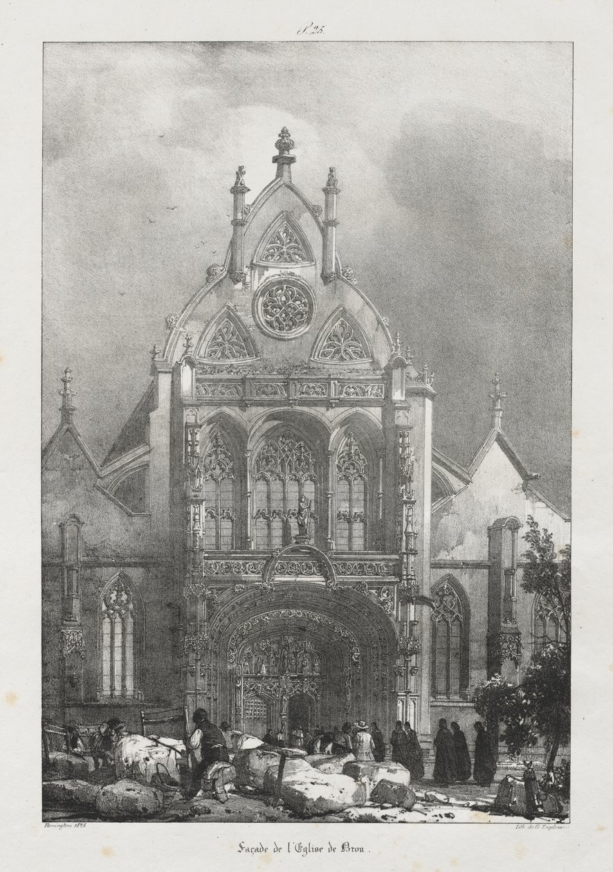 Viajes pintorescos y románticos en la antigua Francia, Franco Condado: Fachada de la iglesia de Brou de Richard Parkes Bonington