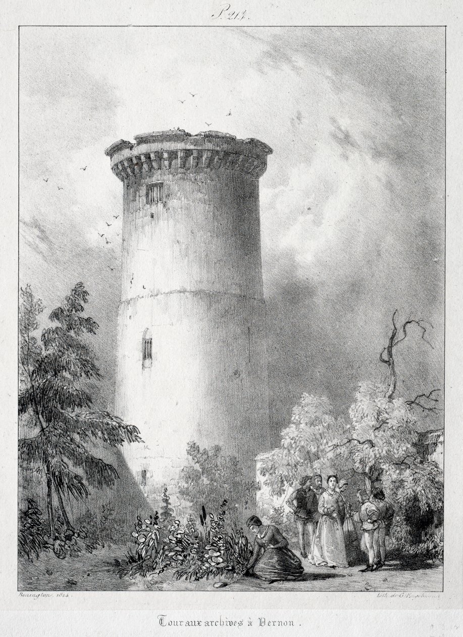 Viajes Pintorescos y Románticos en la Antigua Francia, Normandía: Torre de Archivos en Vernon de Richard Parkes Bonington
