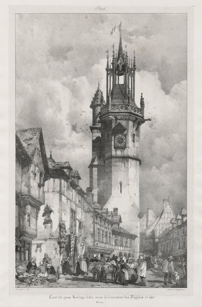 Viajes pintorescos y románticos en la antigua Francia, Normandía: Torre del Gran Reloj, Evreux de Richard Parkes Bonington