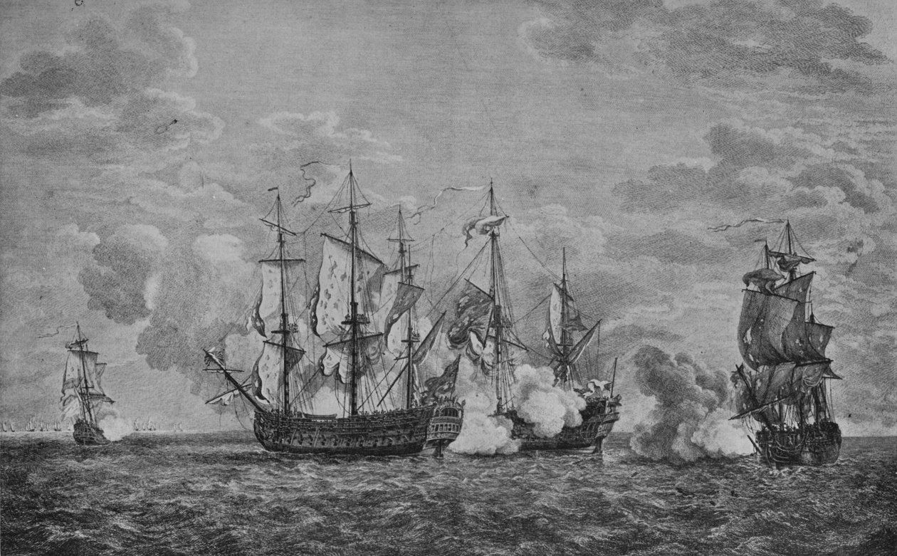 El Buckingham y el Florissant, c1760 de Richard Paton