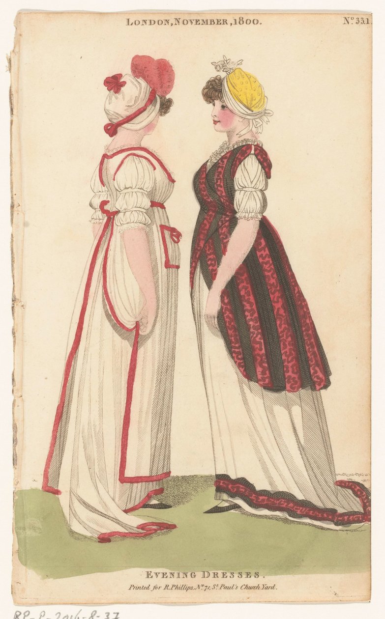 Magazine of Female Fashions of London and Paris, Londres, noviembre de 1800, No. 33.1: Vestidos de noche de Richard Phillips