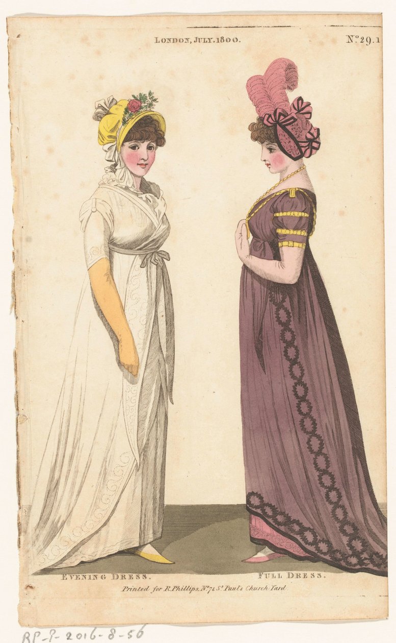 Revista de Moda Femenina de Londres y París, No. 29.1: Londres, julio. 1800: vestido de noche; Vestido completo de Richard Phillips