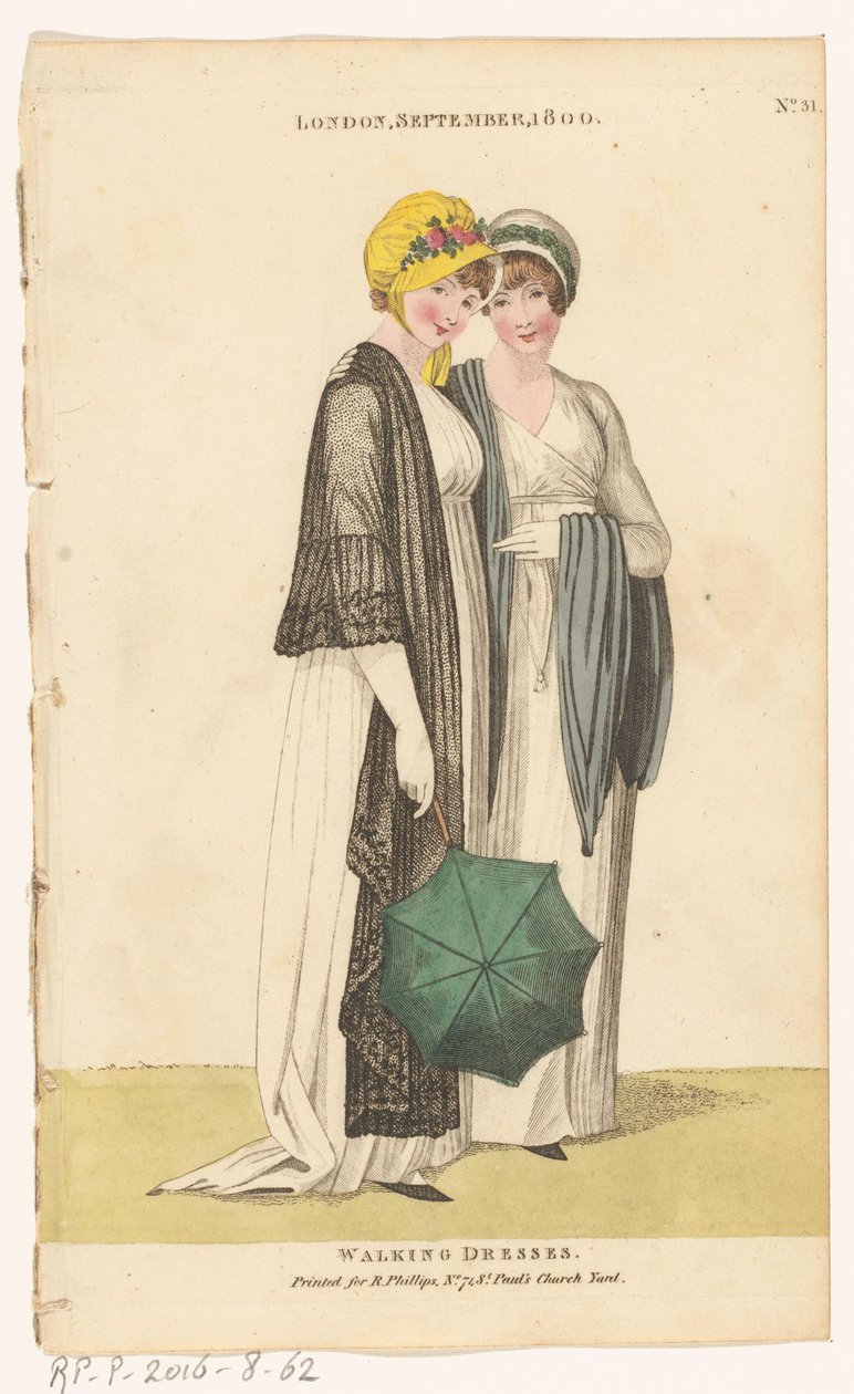 Revista de Moda Femenina de Londres y París. No. 31: Londres, septiembre de 1800: vestidos de paseo de Richard Phillips