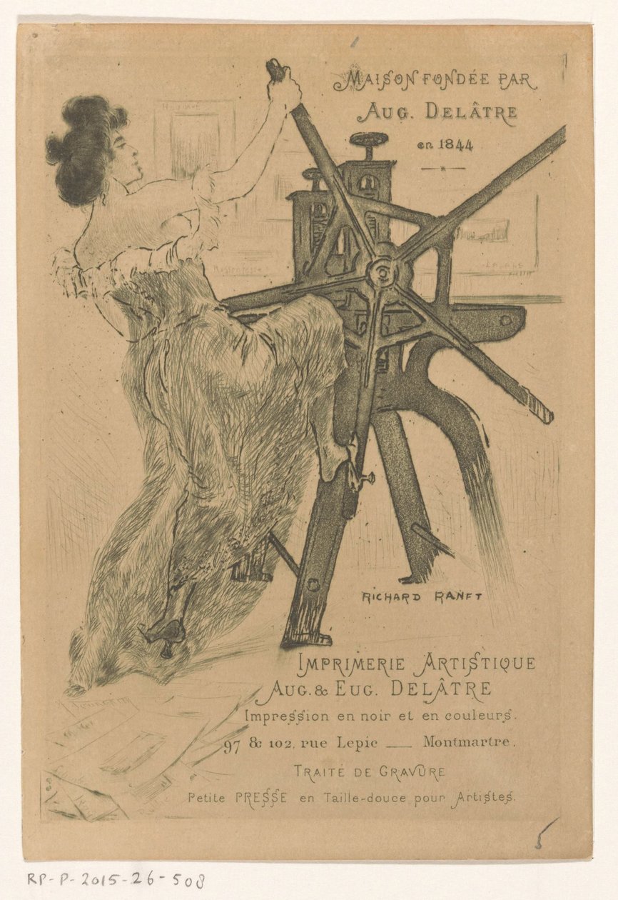 Tarjeta de visita de los impresores Auguste y Eugène Delâtre en París de Richard Ranft