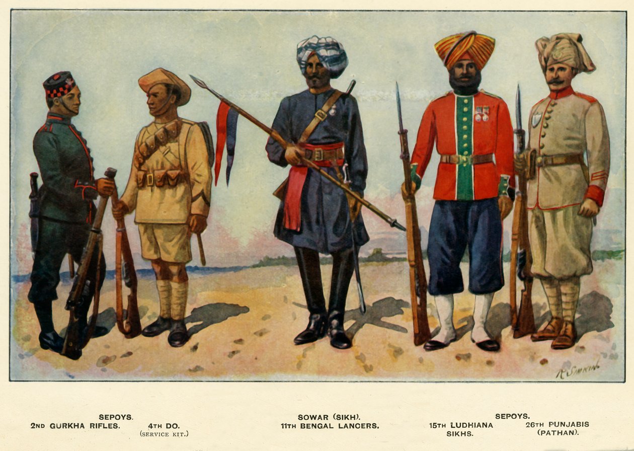 Tipos del Ejército Indio, 1919 de Richard Simkin