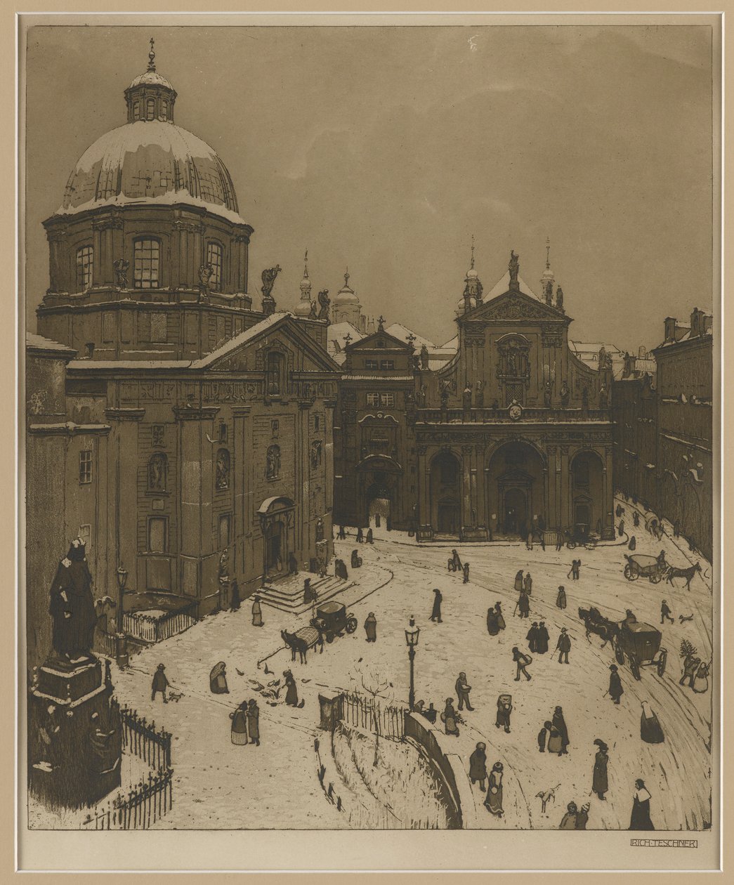 La plaza Kreuzherren de Praga de Richard Teschner