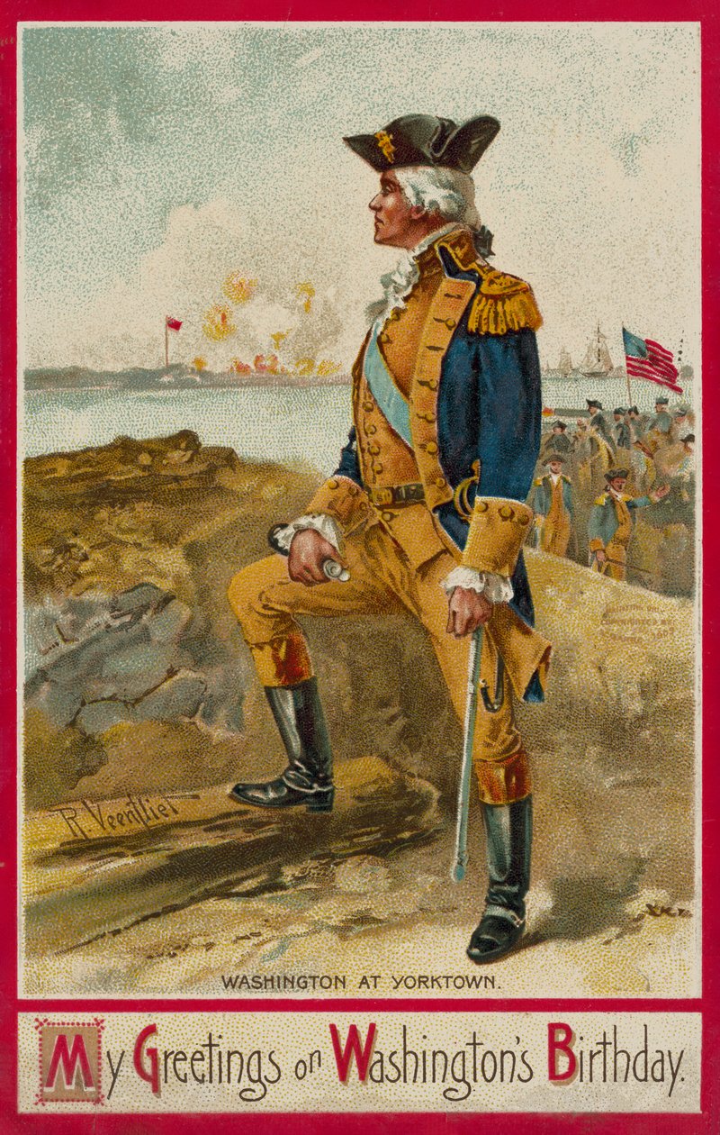 George Washington en Yorktown (cromolito) de Richard Veenfliet