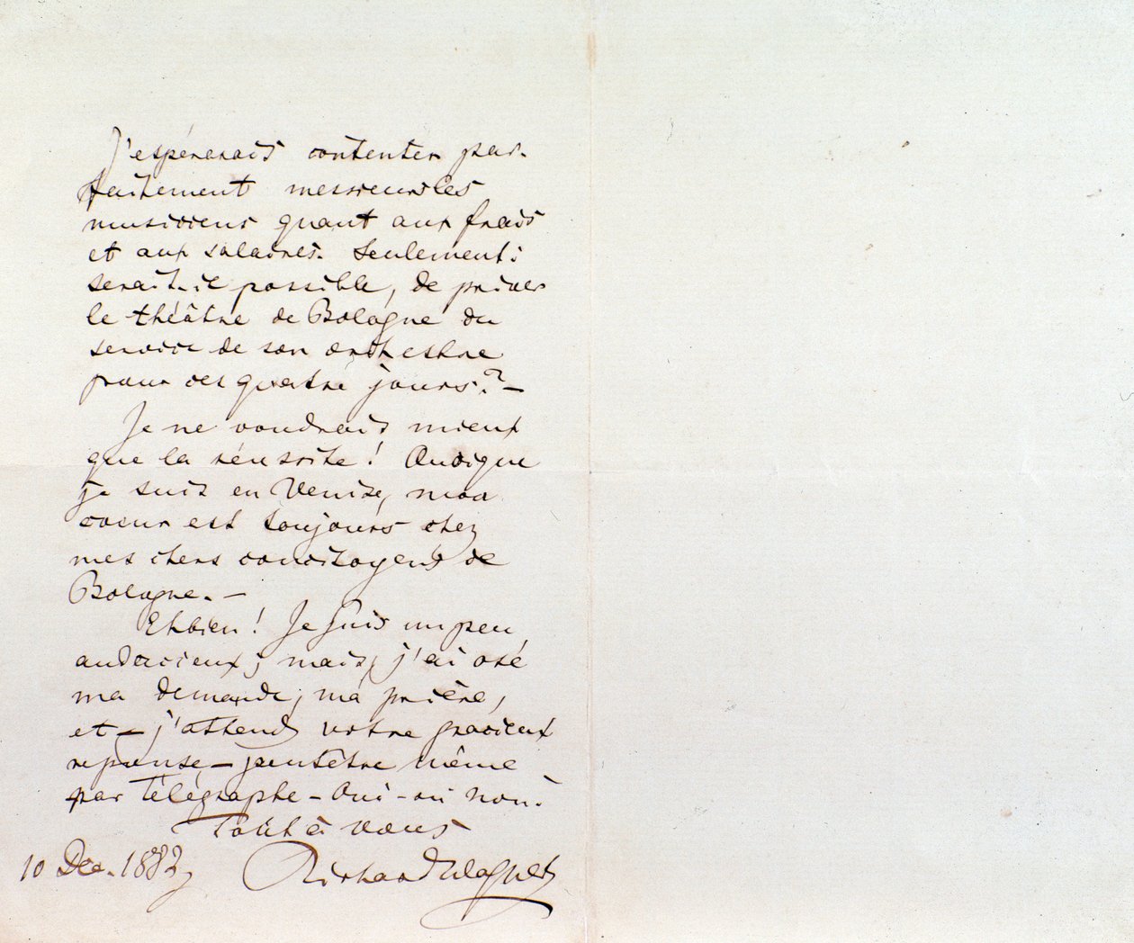 Carta manuscrita de Richard Wagner a Luigi Mancinelli, 10 de diciembre de Richard Wagner