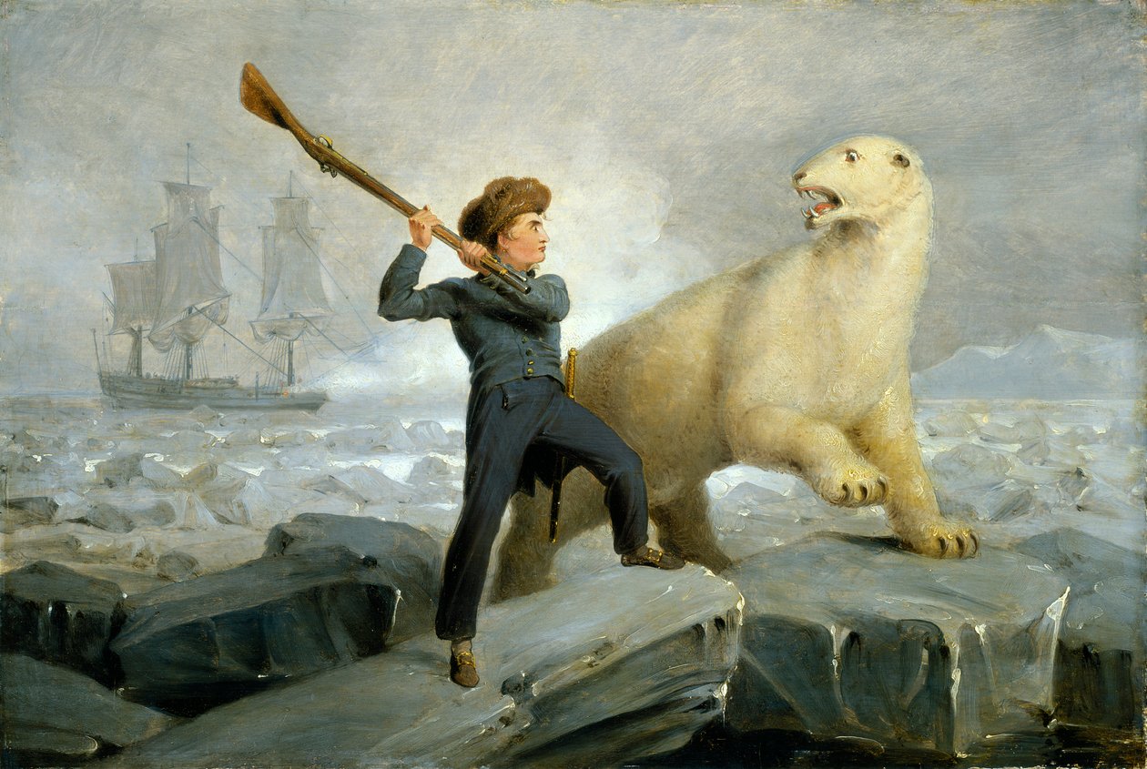 Nelson y el oso, c.1806 (óleo sobre tabla de roble) de Richard Westall