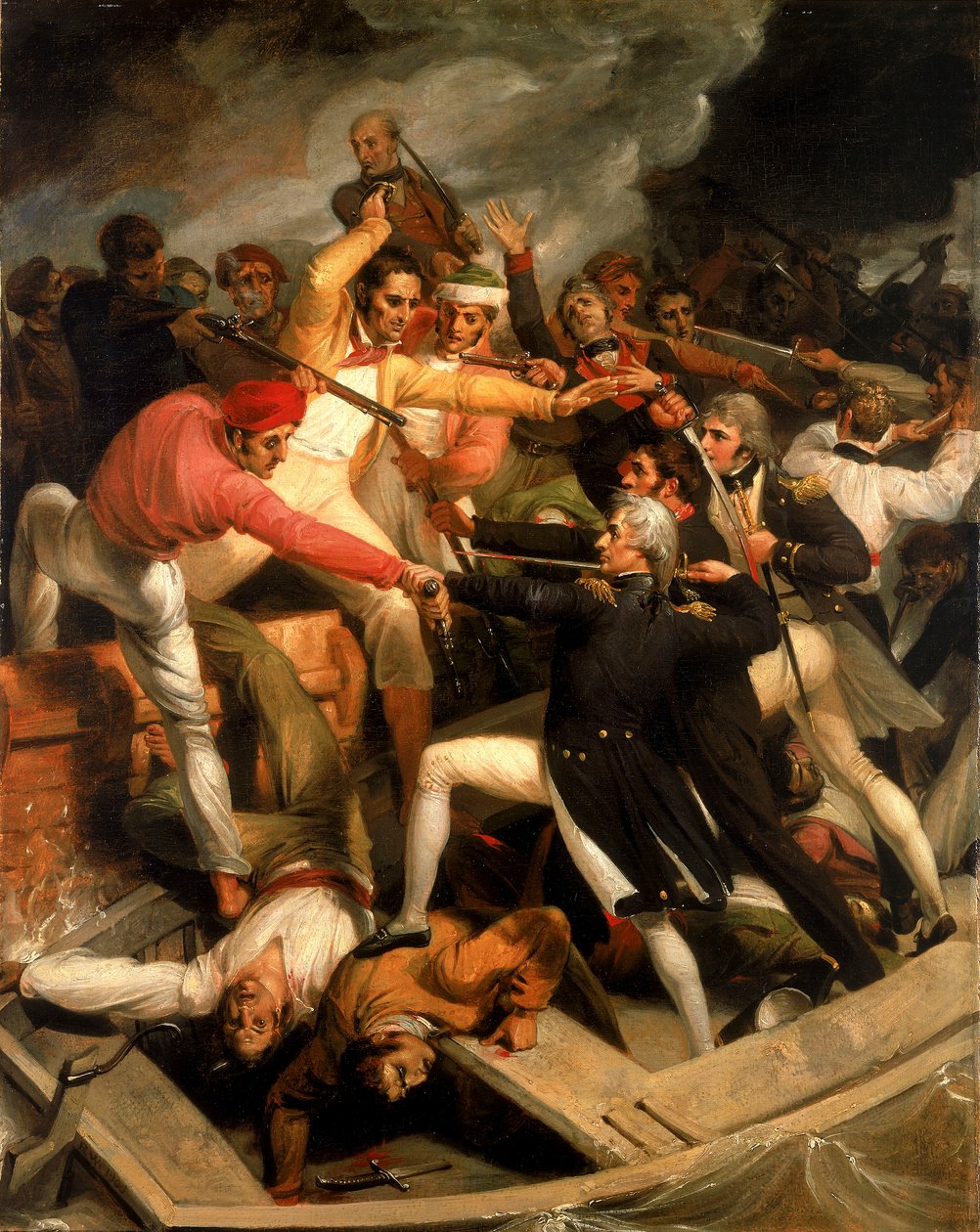 Nelson en conflicto con una lancha española, julio de 1797 de Richard Westall