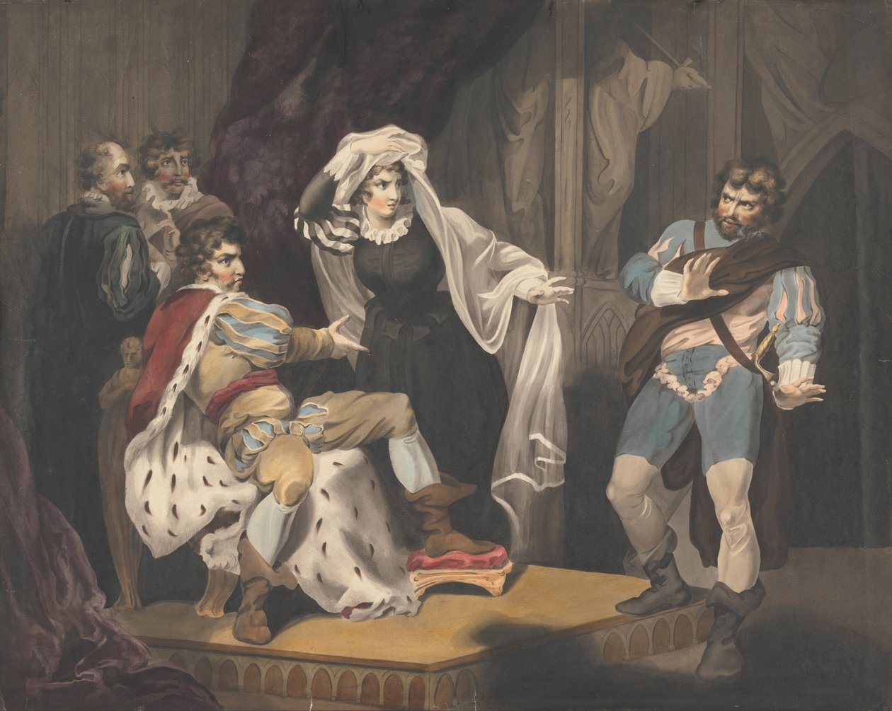 Figuras teatrales sobre un trono de Richard Westall
