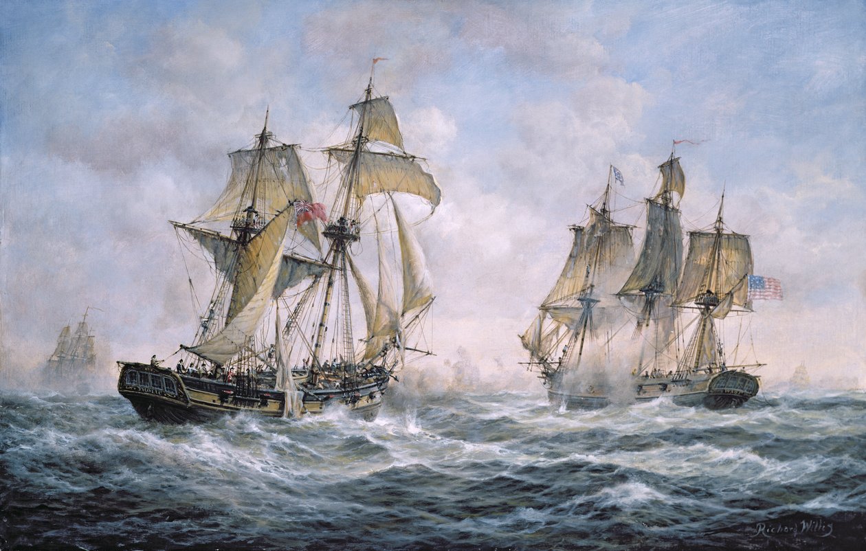 Acción Entre el Bergantín de Guerra U.S. Wasp y el Bergantín de Guerra H.M. Frolic, 1812 de Richard Willis