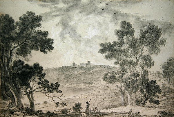 Castel Gandolfo (tiza negra sobre papel) de Richard Wilson