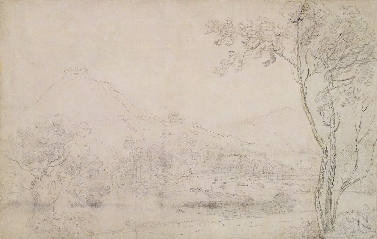 Castell Dinas Bran, Gales (grafito y tiza negra sobre papel) de Richard Wilson