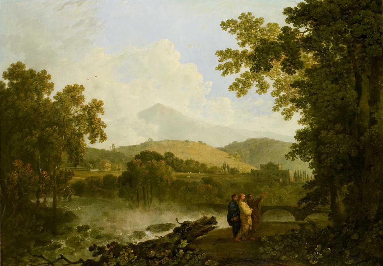 Cicerón y sus dos amigos, Ático y Quinto, en su villa en Arpino, 1769-1770 de Richard Wilson