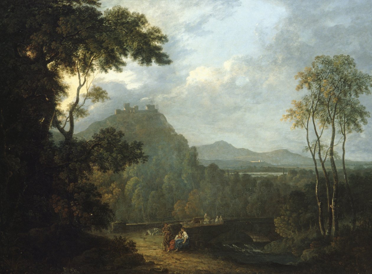 Castillo de Dinas Bran, cerca de Llangollen II, c.1770 (óleo sobre lienzo) de Richard Wilson