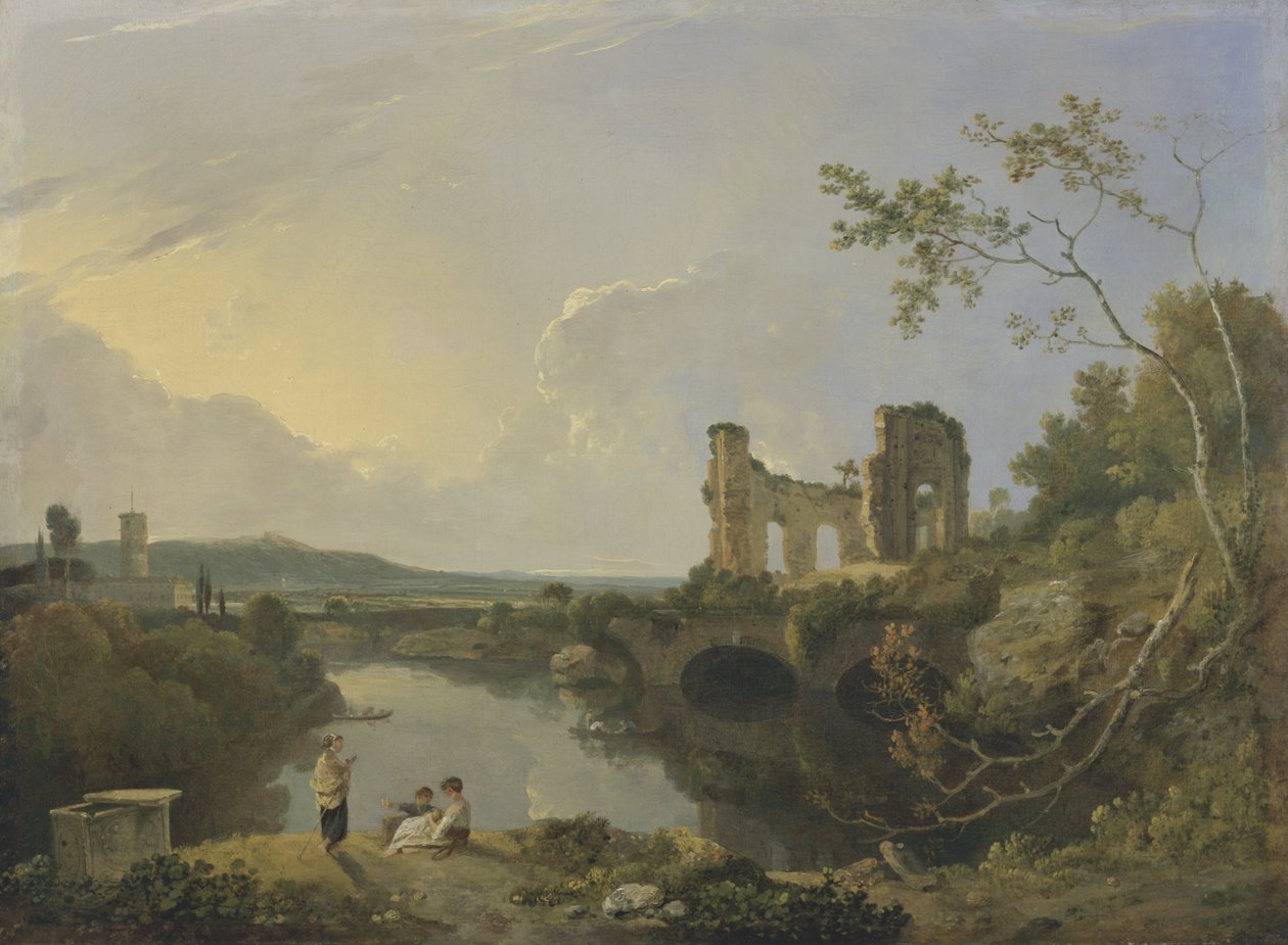 Paisaje italiano (mañana), c.1760-65 (óleo sobre lienzo) de Richard Wilson