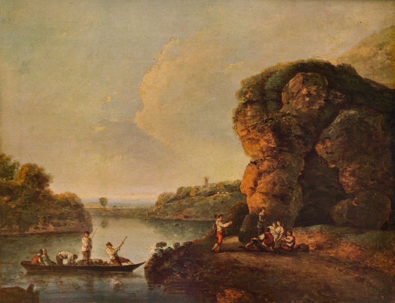 Paisaje con río y barcos de Richard Wilson