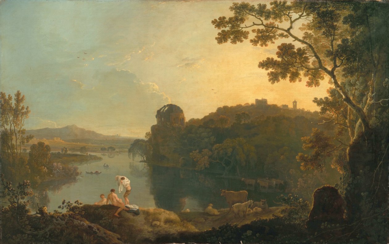 Escena fluvial: bañistas y ganado, c.1763-65 (óleo sobre lienzo) de Richard Wilson