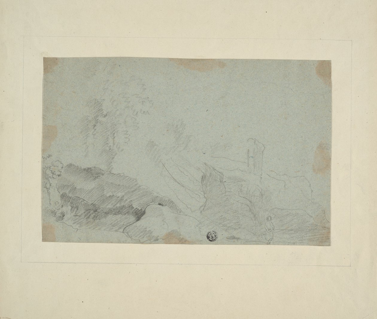 Paisaje rocoso con figura de pie de Richard Wilson