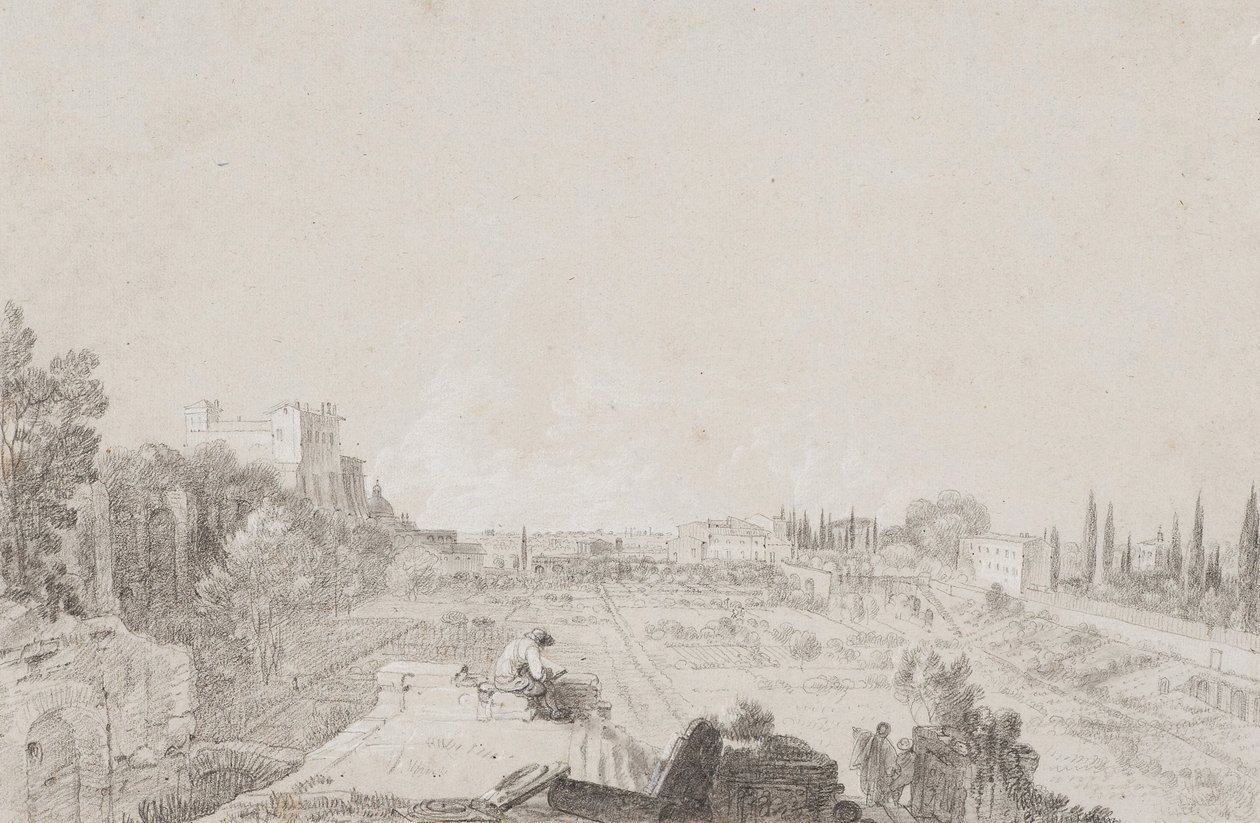 El circo de Flora, Roma (lápiz con realce blanco sobre papel) de Richard Wilson