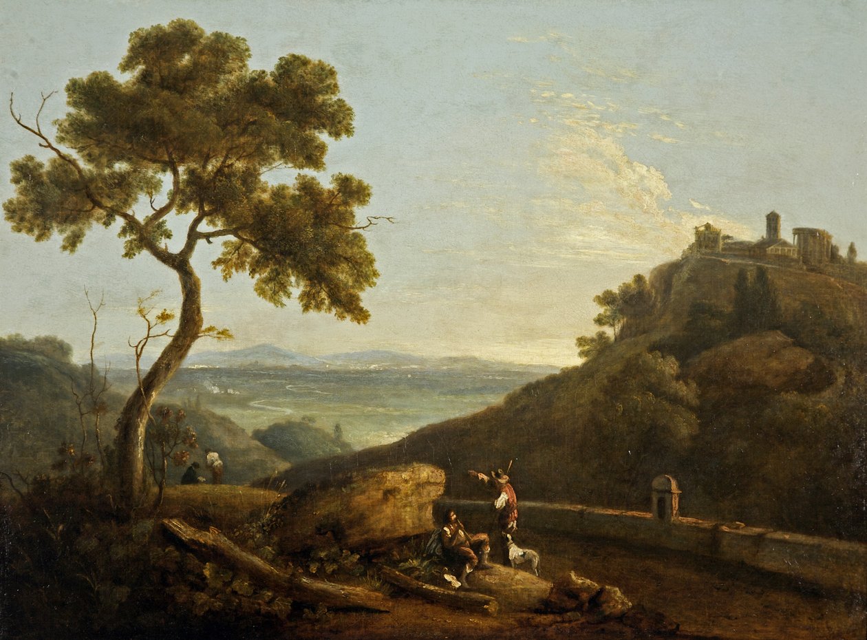 El templo de la Sibila y la Campagna, Tívoli, Italia (óleo sobre lienzo) de Richard Wilson
