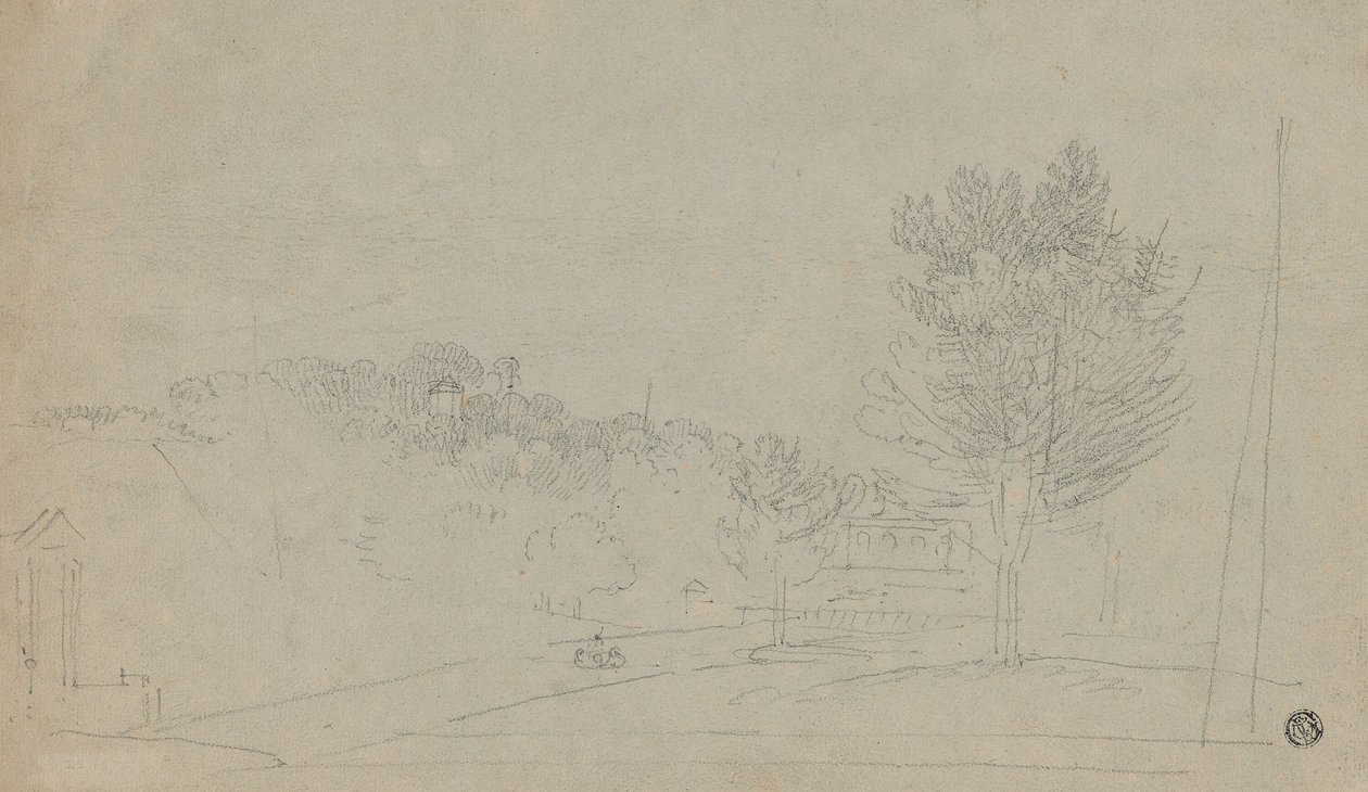 Vista de la Casa y Jardines de Wilson (recto); Vista de la Casa y Jardines de Wilson (verso) de Richard Wilson