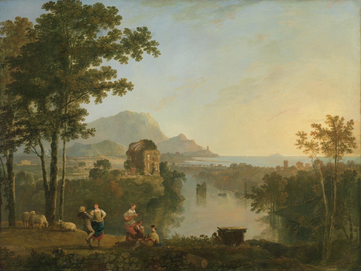 Amplio paisaje costero meridional al anochecer de Richard Wilson