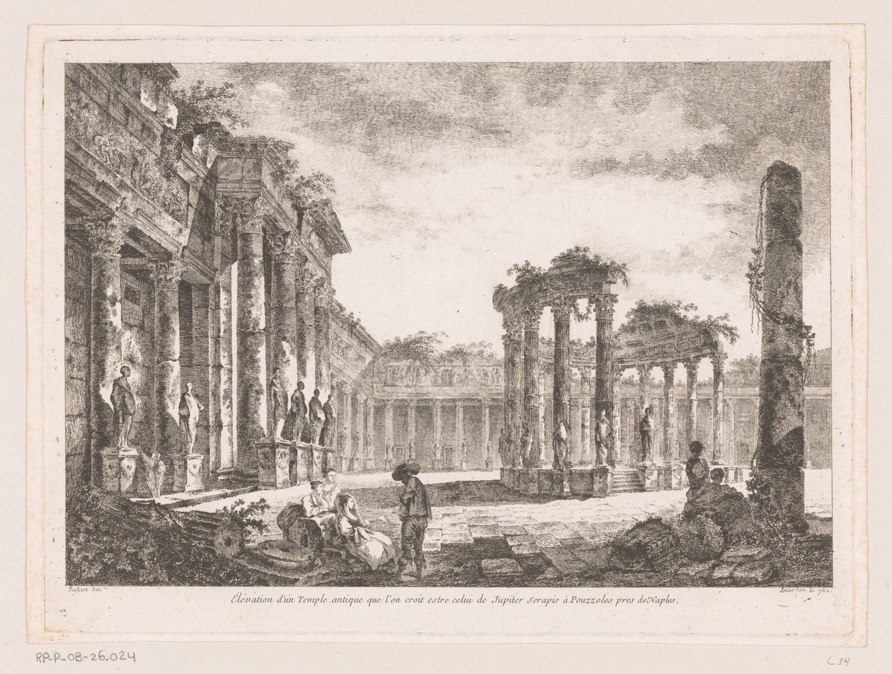 Vista del templo de Júpiter Serapis
Elevación de un antiguo templo que se cree que es el de Júpiter Serapis en Pozzuoli, cerca de Nápoles (título en el objeto) de Richard de Saint Non