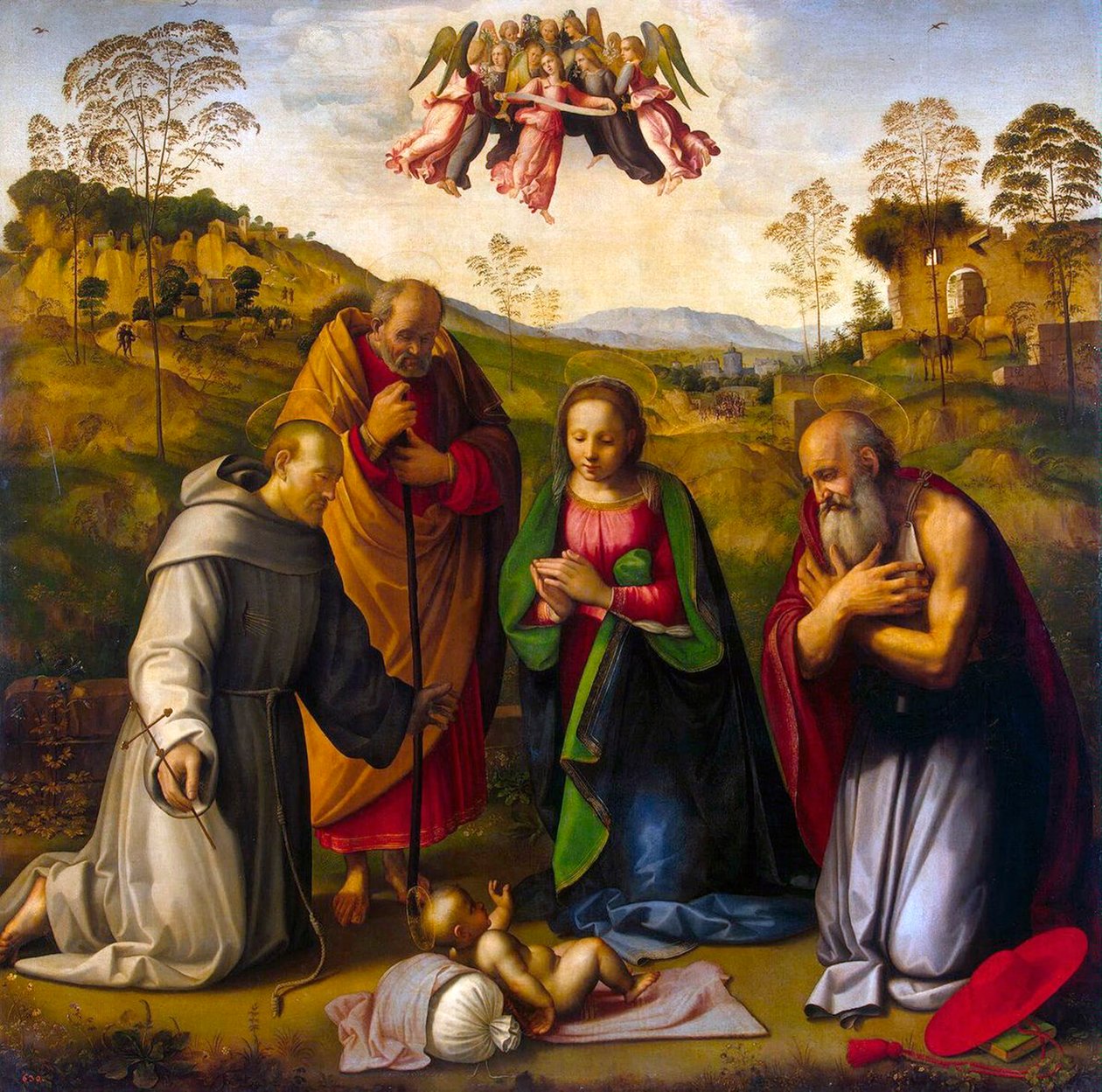 La Virgen con el Niño y los santos Francisco y Jerónimo, 1510s de Ridolfo Ghirlandaio