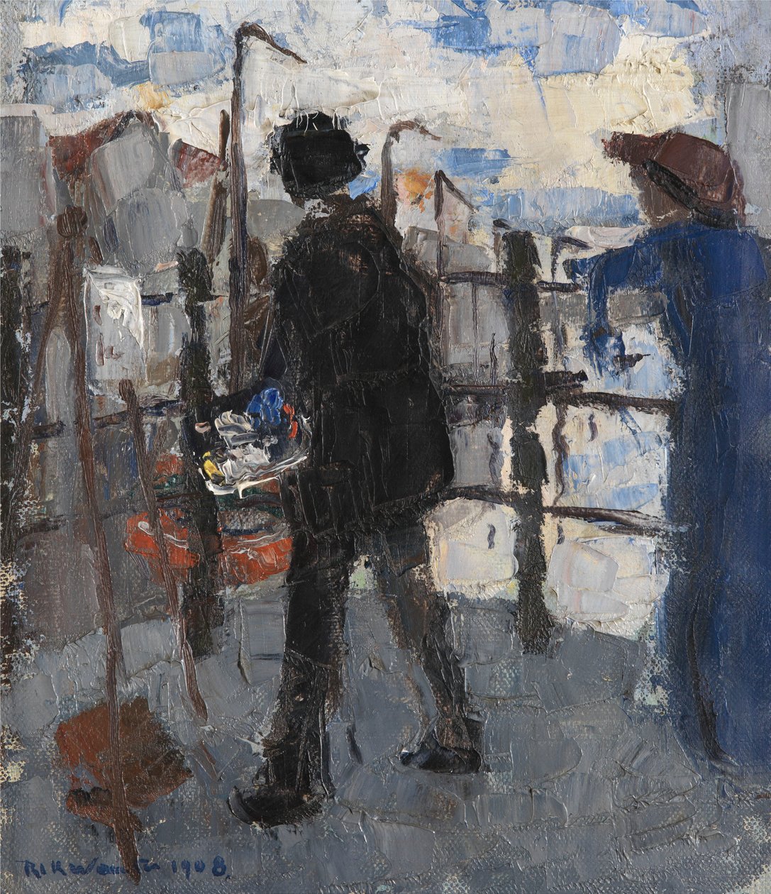 El pintor en el puente Hoogbrug de Malinas de Rik Wouters