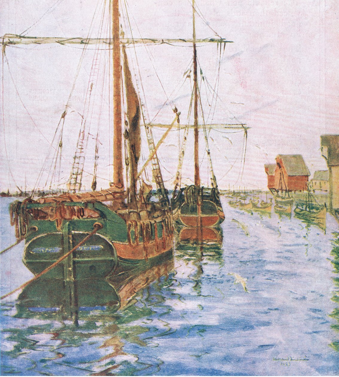 Barcos en el puerto, de Mi Revista, pub.1922 de Rikard Lindstrom
