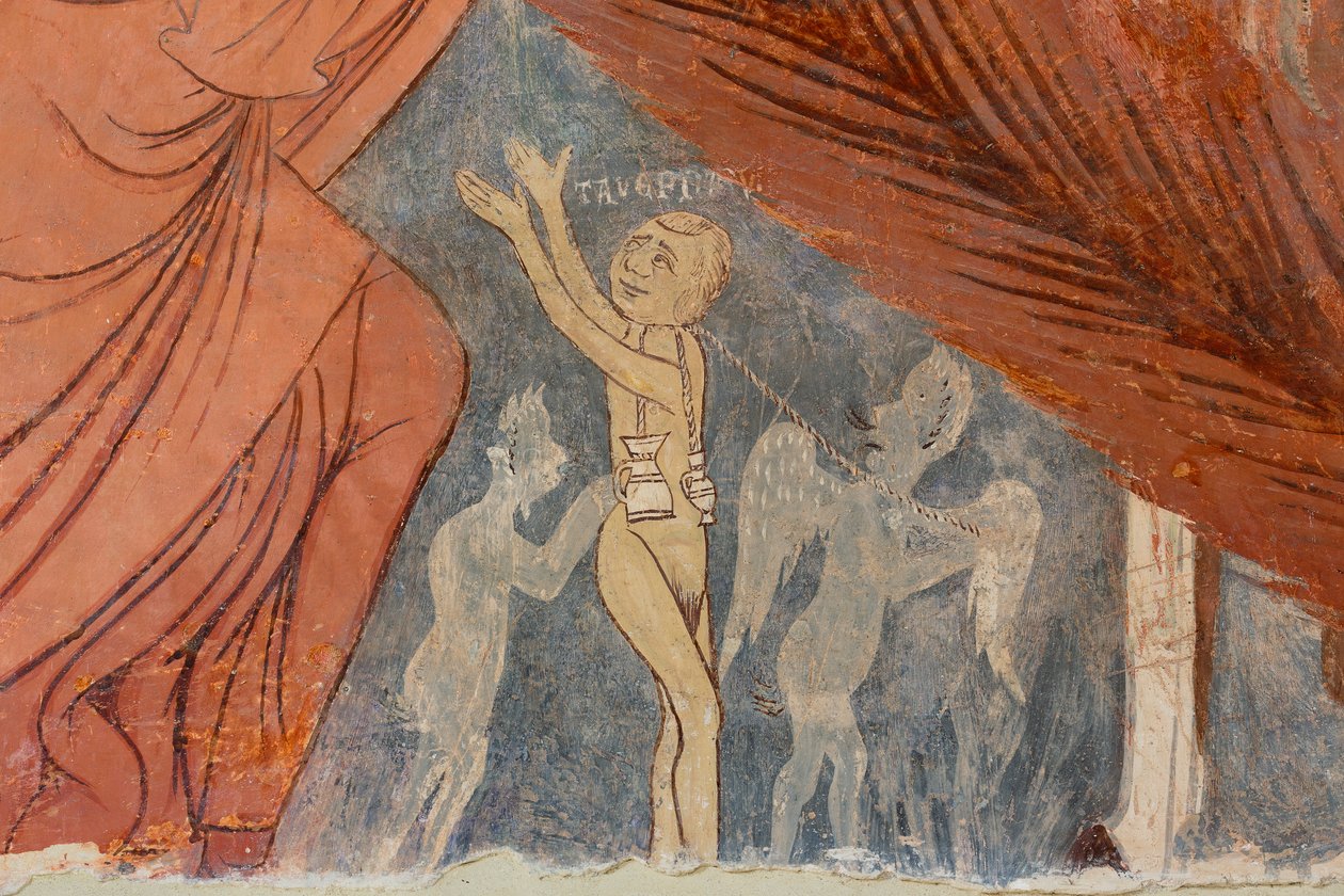 Juicio Final, detalle, "Los herejes", siglo XIII (fresco) de Rinaldo da Taranto
