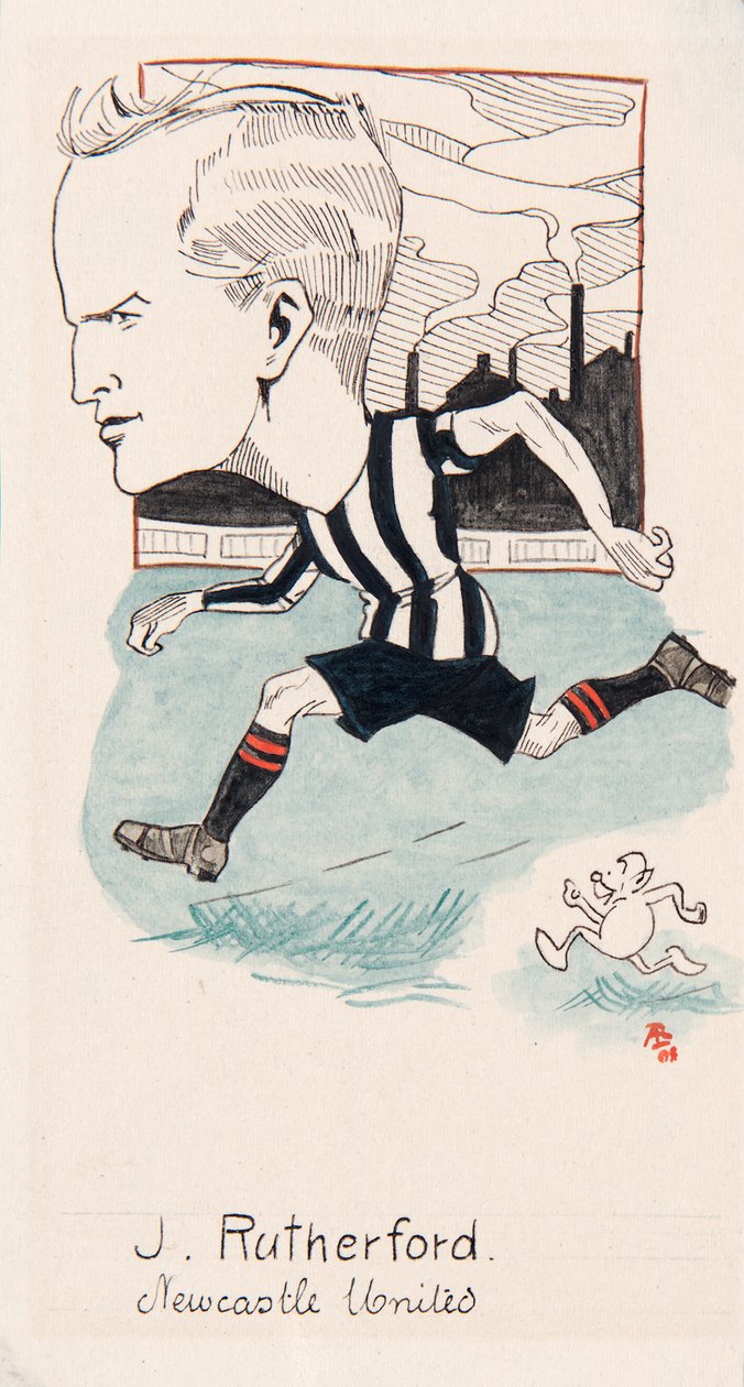 Jock Rutherford, Newcastle United, dibujo para una serie de tarjetas de cigarrillos, 1907 de Rip