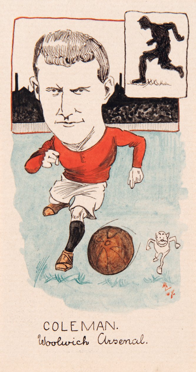 Tim Coleman, Woolwich Arsenal, dibujo para un conjunto de tarjetas de cigarrillos, 1907 de Rip