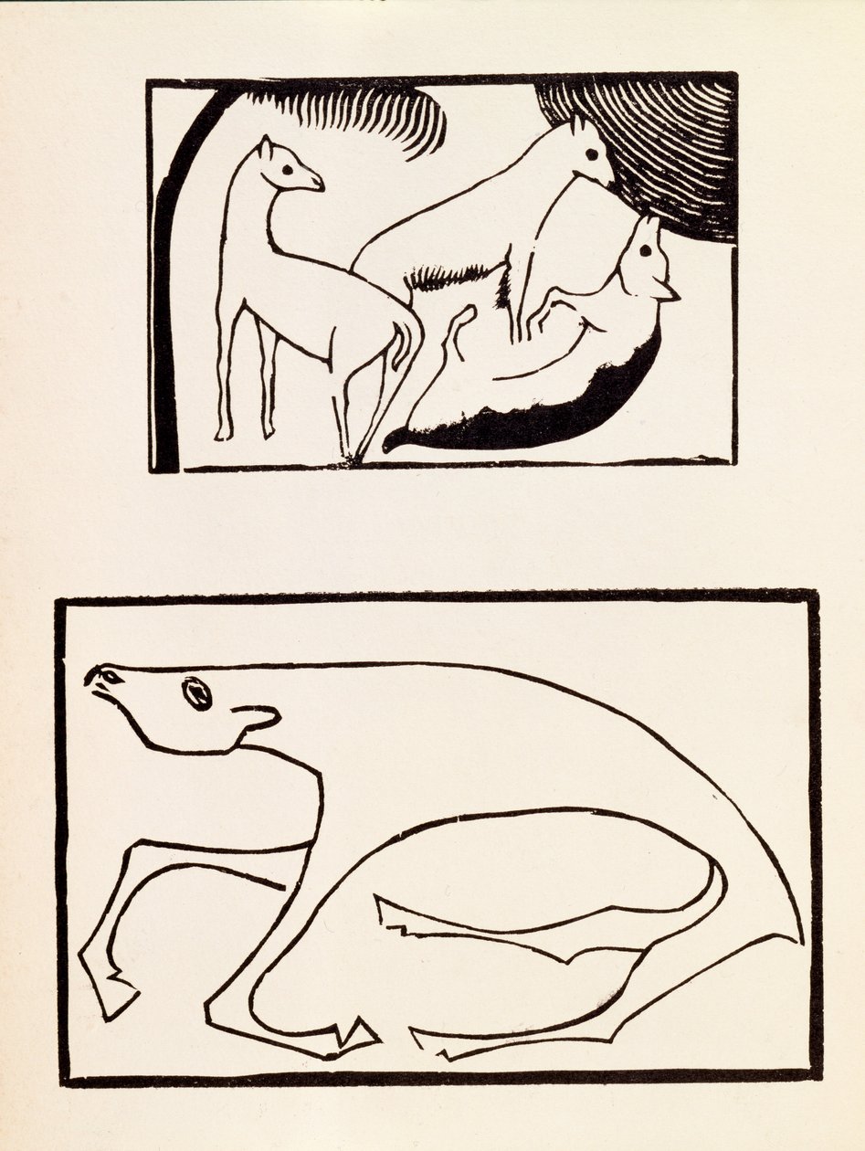 Los Animales, ilustración de un volumen con xilografías de siete artistas, publicado por Omega Workshops Ltd, Londres, 1918 de Roald Kristian