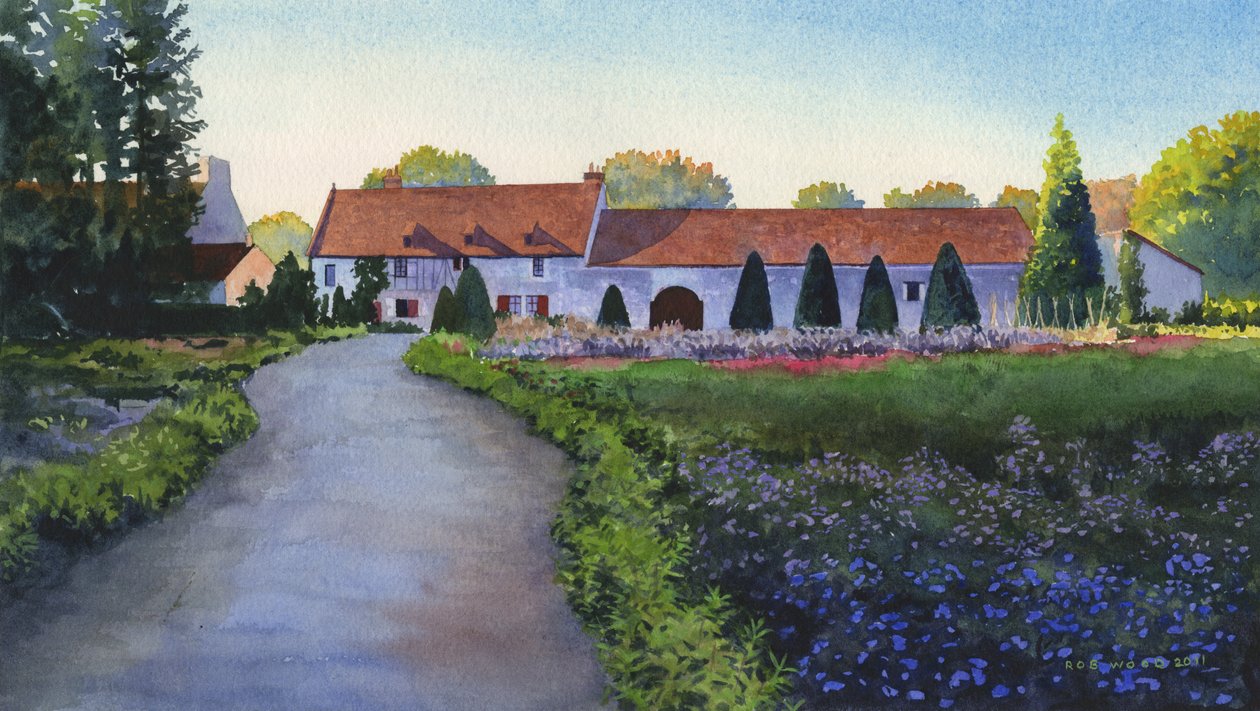 Granja del Valle del Loira, 2011 (acuarela sobre papel) de Rob Wood