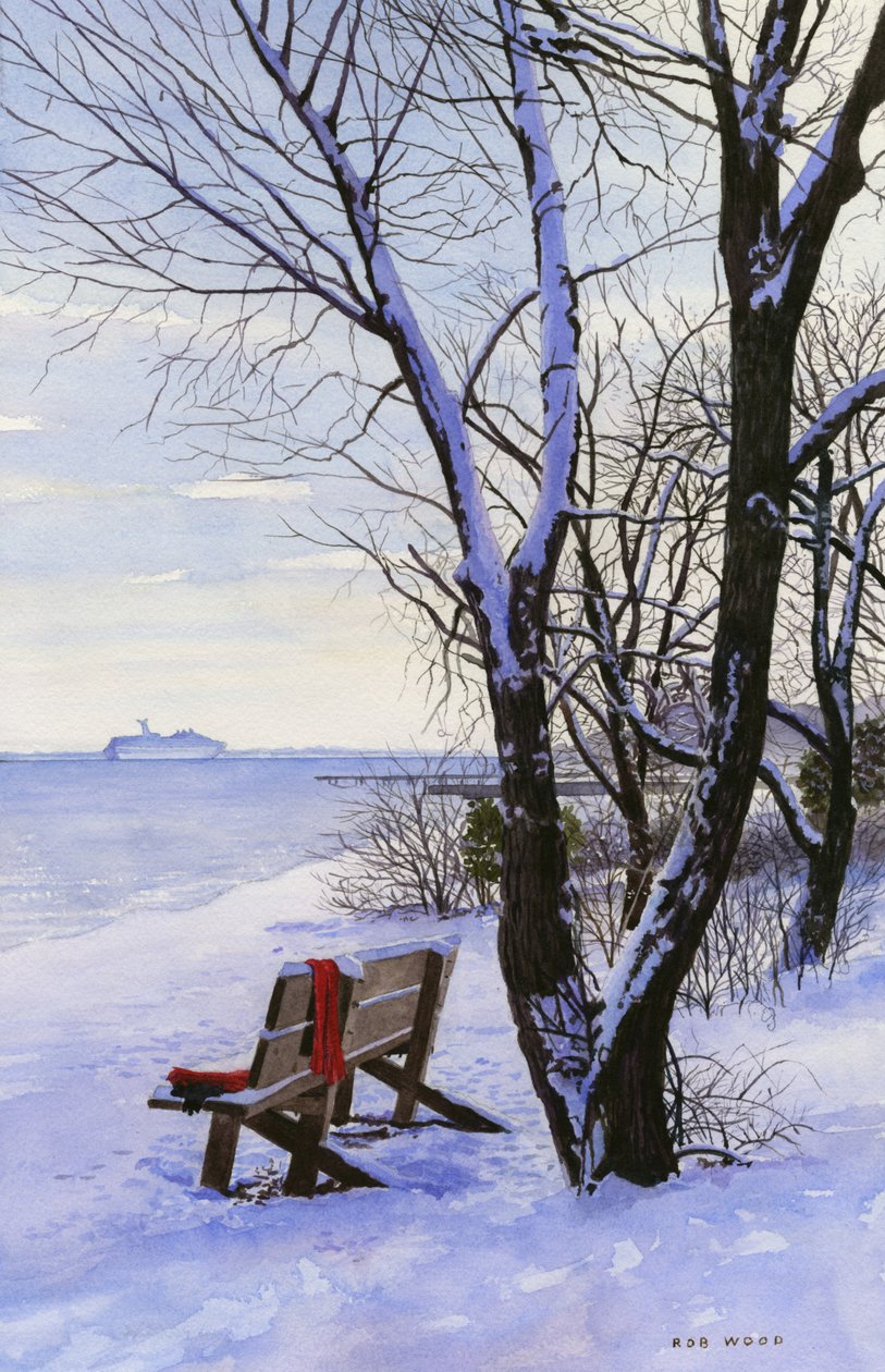 El jersey rojo 2, 2014 (acuarela sobre papel) de Rob Wood