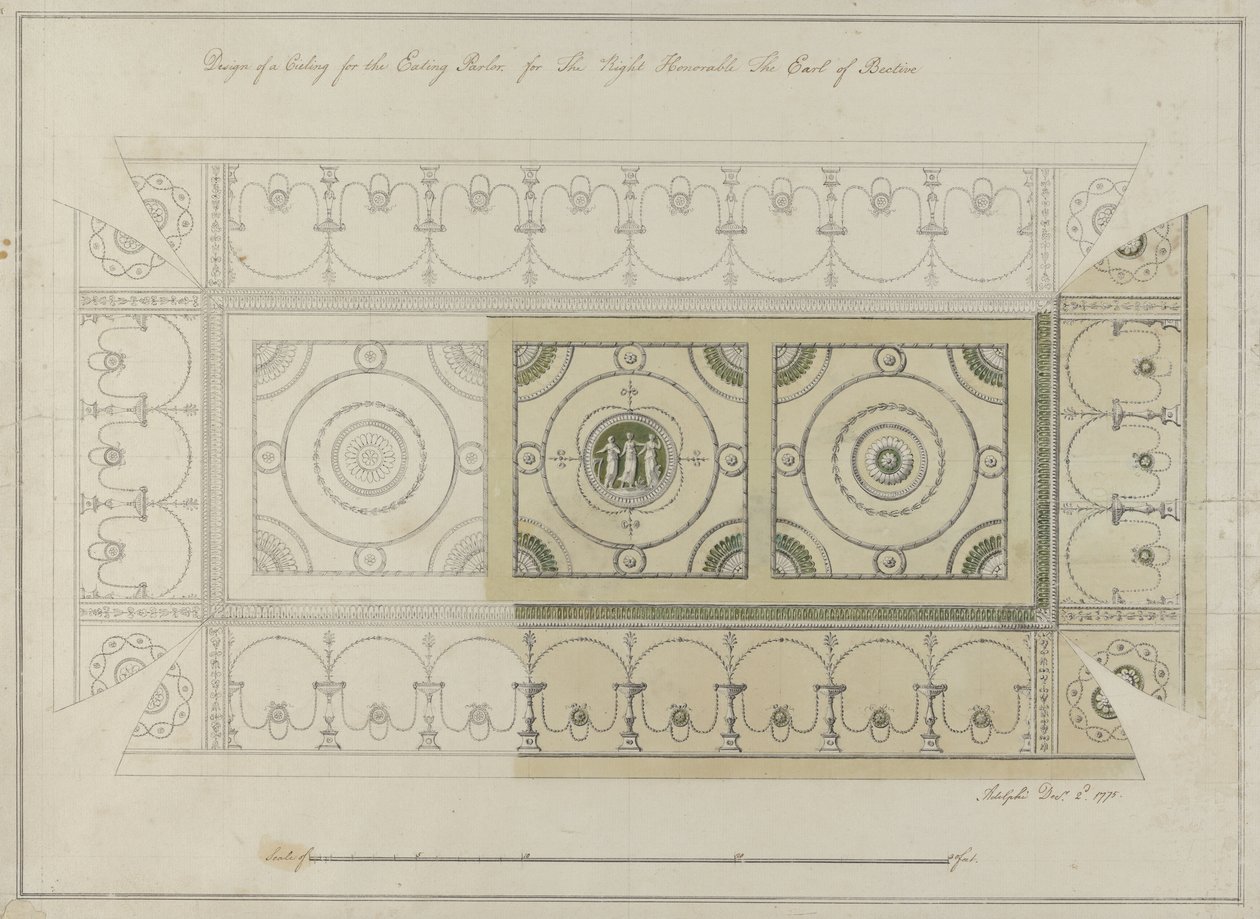 Diseño para el techo del Comedor, Headfort House, 1775 de Robert Adam