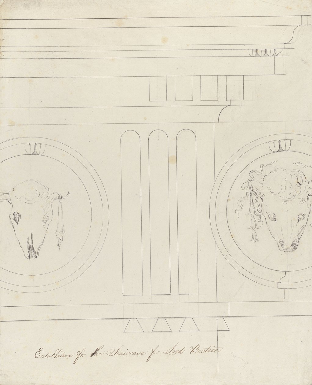Diseño para el entablamento de la escalera, Headfort House, 1772 de Robert Adam