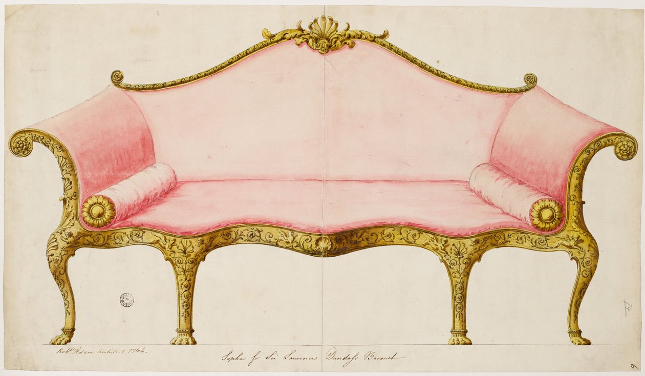 Dibujo terminado para un sofá para el salón, tal como se ejecutó, 1764 de Robert Adam
