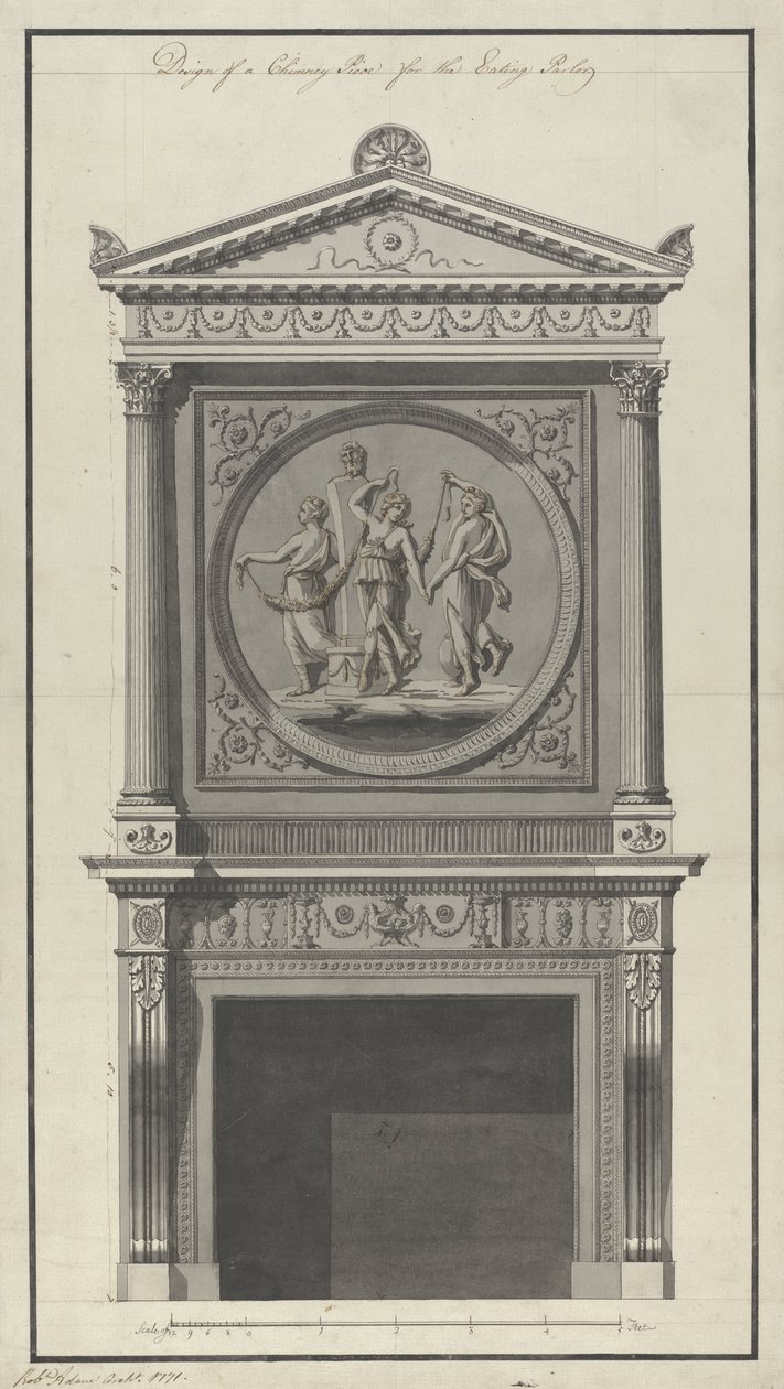 Headfort House, comedor, chimenea, 1771 de Robert Adam