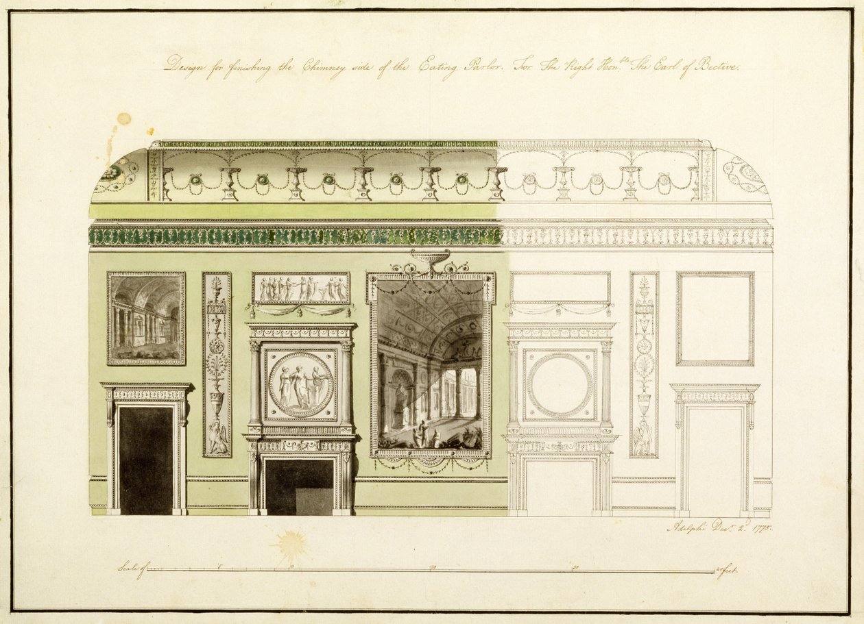 Headfort House, comedor, chimenea, 1775 de Robert Adam
