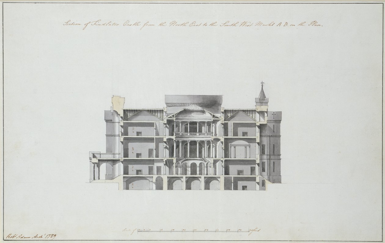 Sección del Castillo Findlater desde el noreste hasta el suroeste, 1789 de Robert Adam