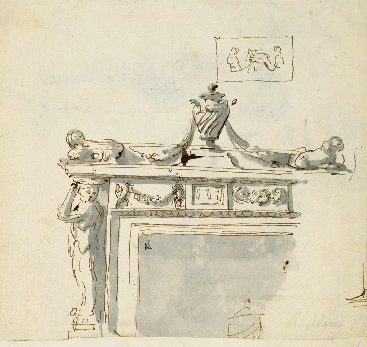 Diseño esbozado para una chimenea de Robert Adam