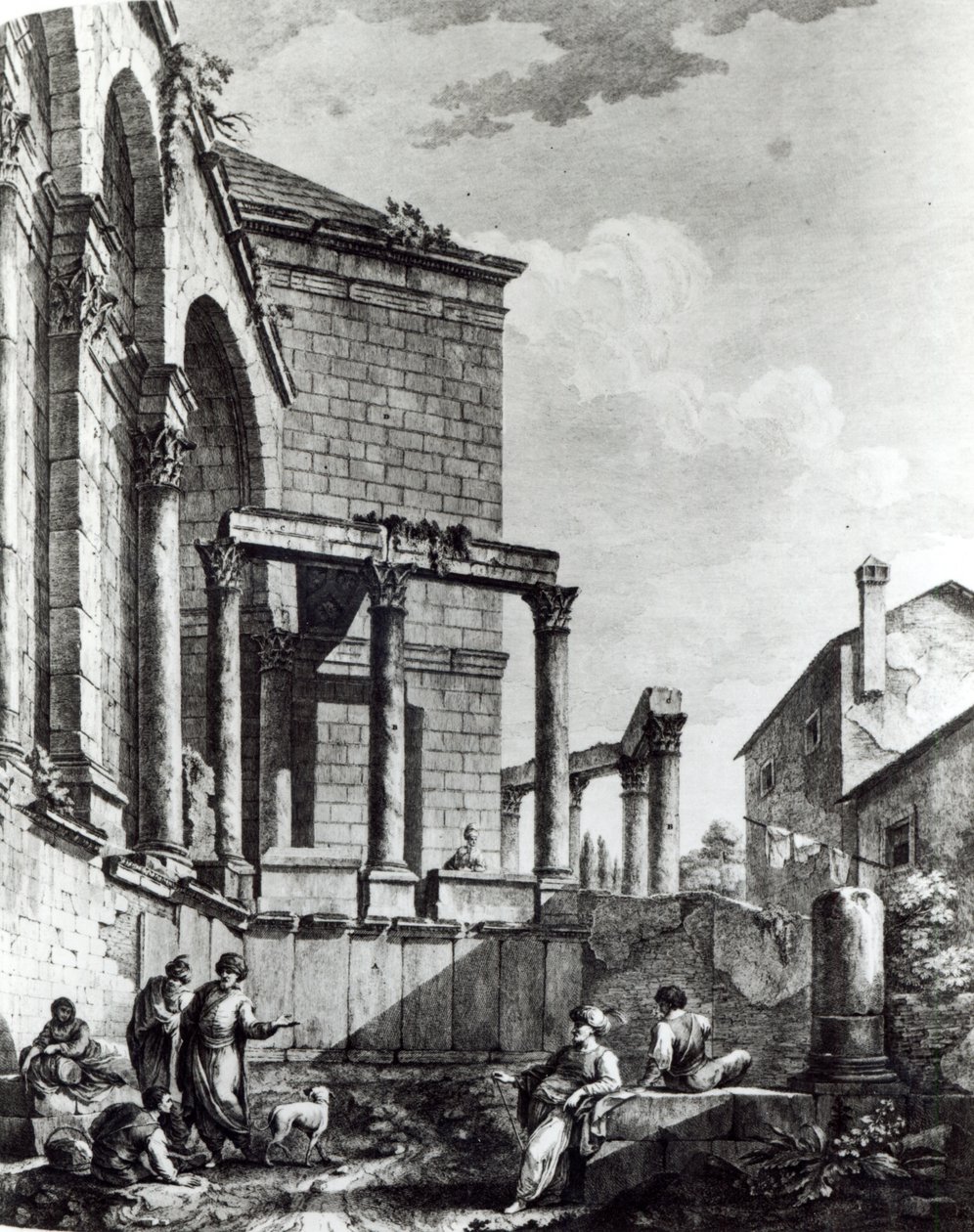El Templo de Júpiter en el palacio de Diocleciano (245-313), emperador romano 284-305, en Split en la costa dálmata, grabado por Francesco Bartolozzi (c.1727-1815), 1768 de Robert Adam