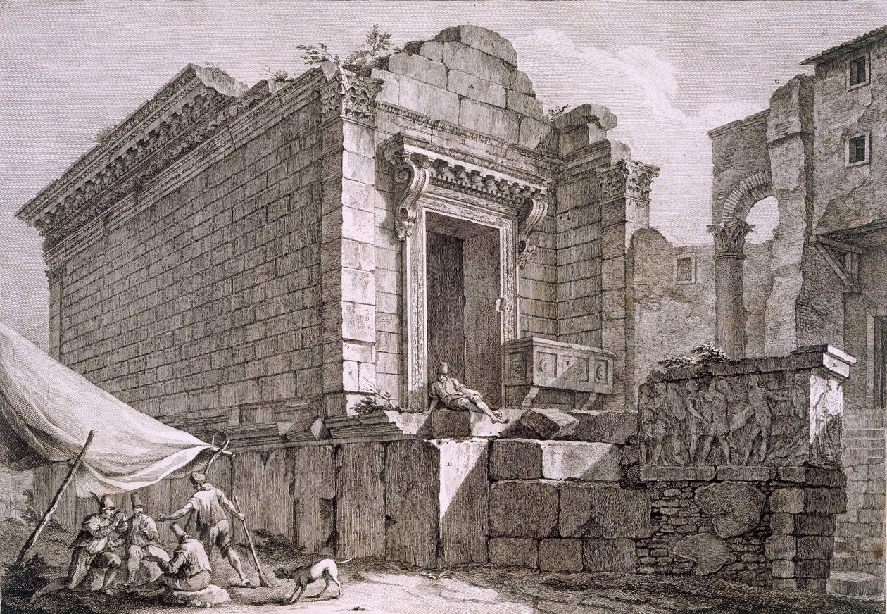 Vista del Templo de Esculapio, de 